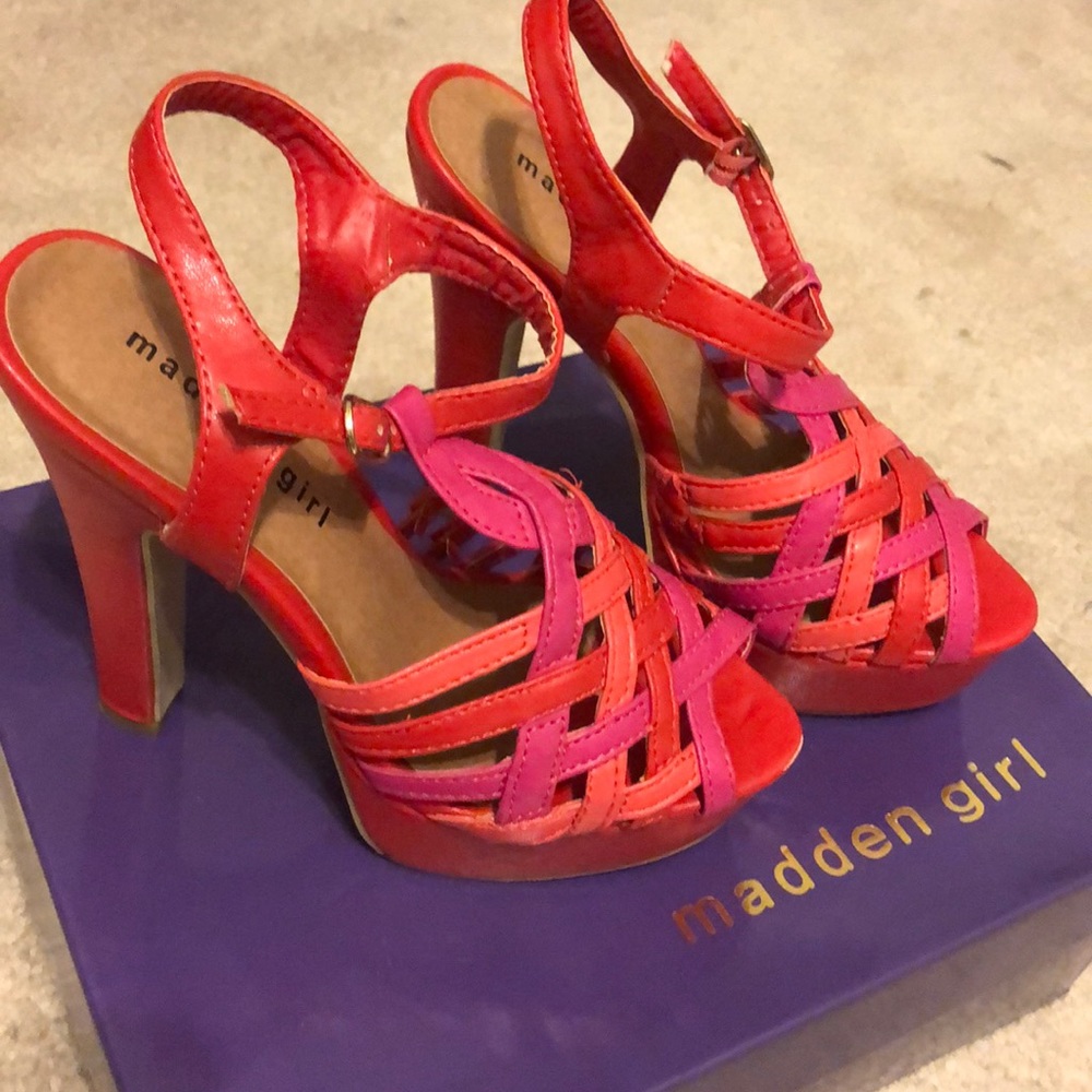 Red platform heels